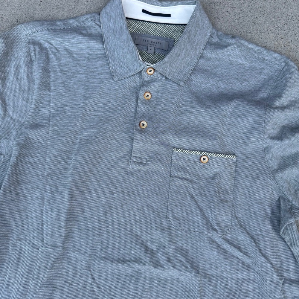 Ted Baker London Mens Grey Pocket Polo‎ Shirt Size 4